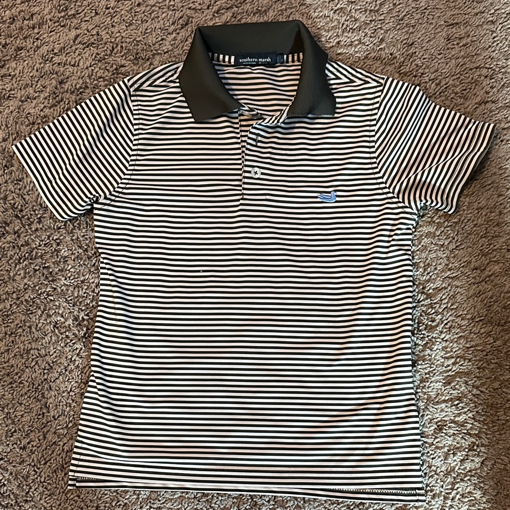 Southern Marsh Black and White Striped Polo